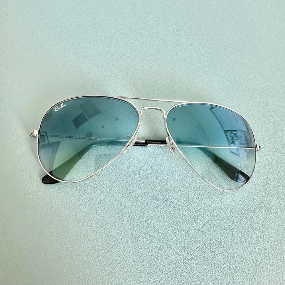 | ray ban • blue lense 2035 aviator silver frame | - Picture 3 of 16